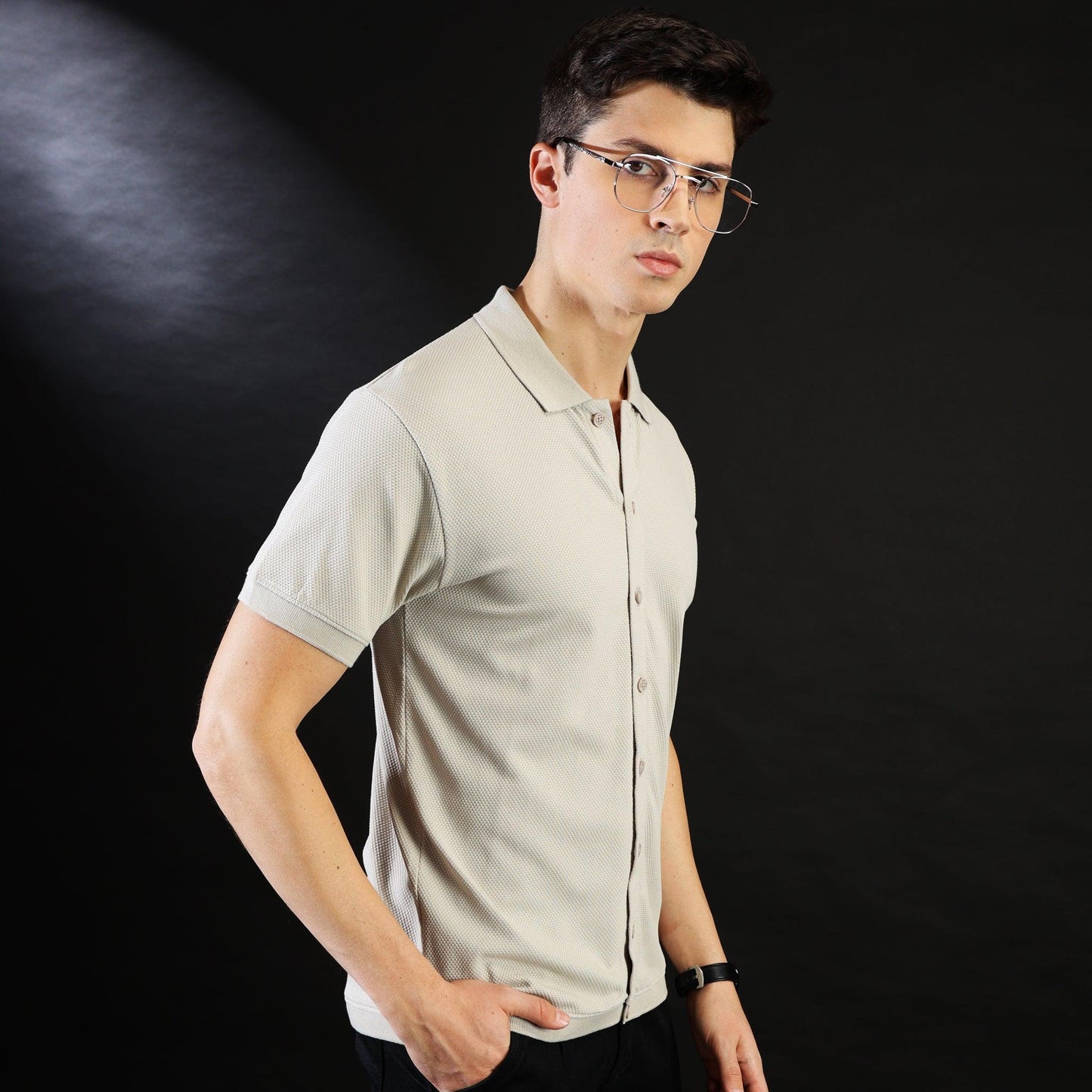 MIGO Men's Knit Shirt BoneWhite - MIGO