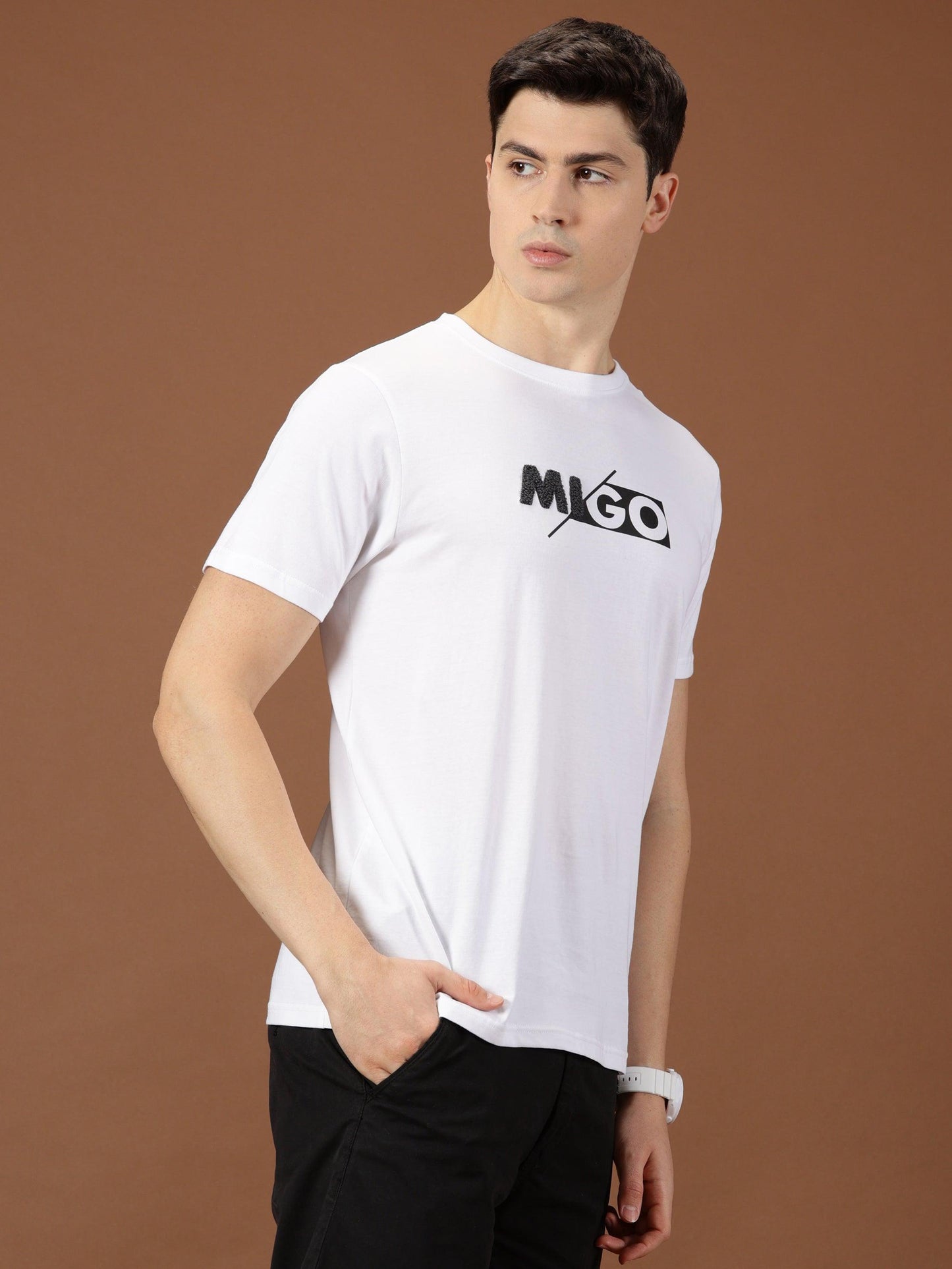 MIGO Men's White Crew Neck T-Shirt - MIGO