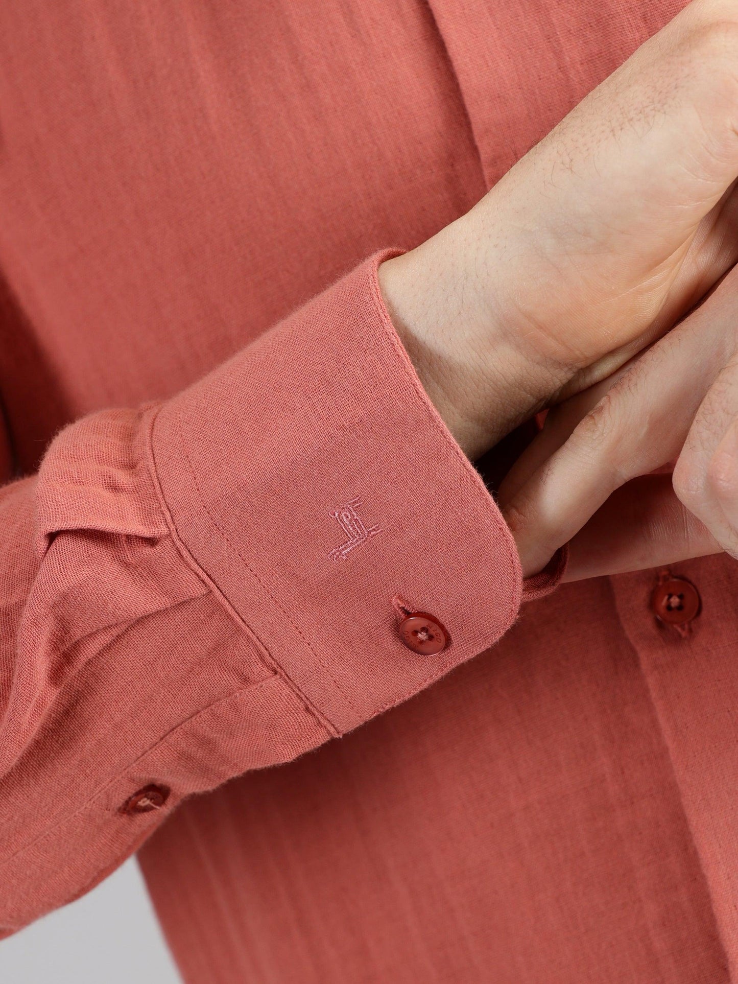 MIGO Men's Plain Linen Shirt Indian Red - MIGO