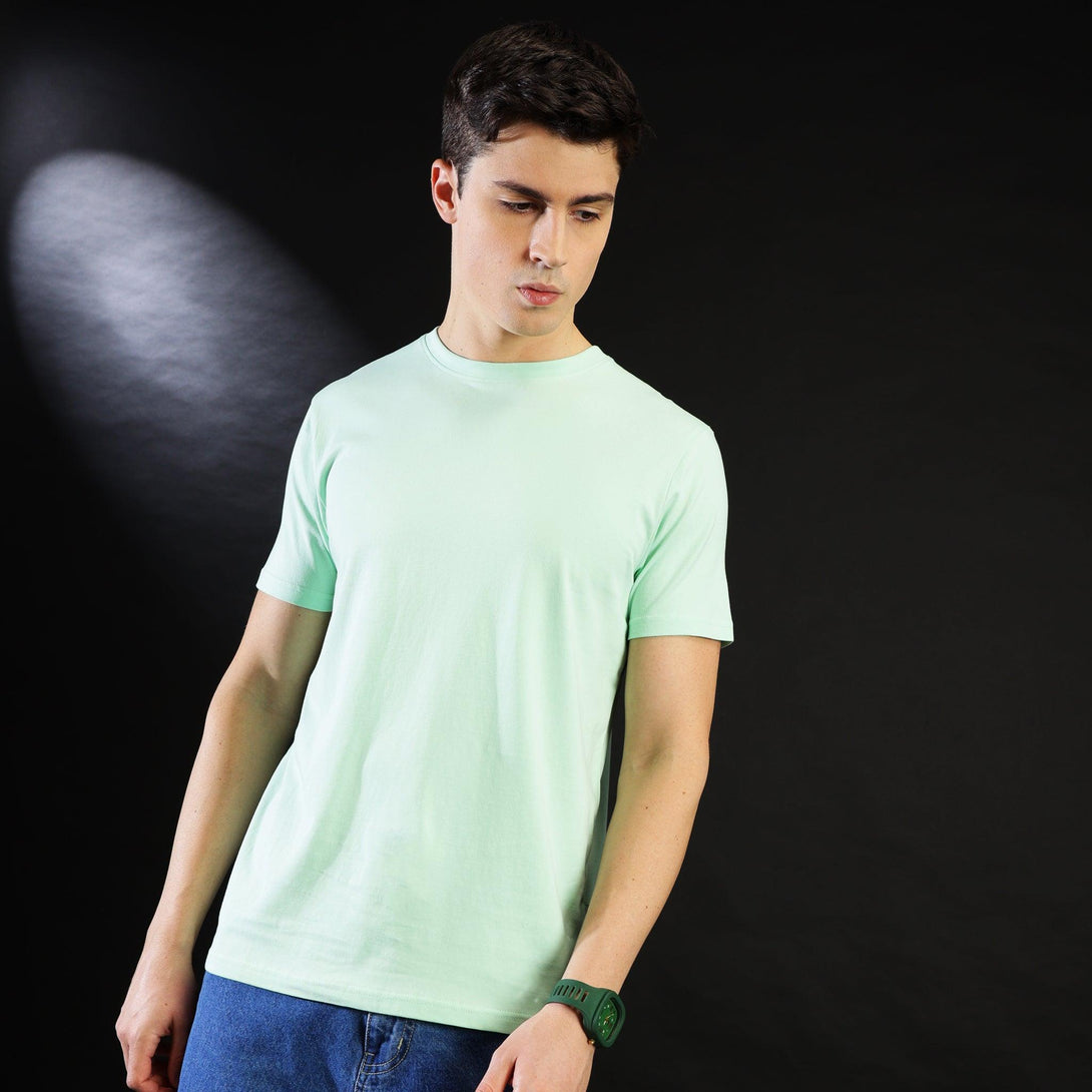 MIGO Men's Mint Green Plain T-Shirt - MIGO