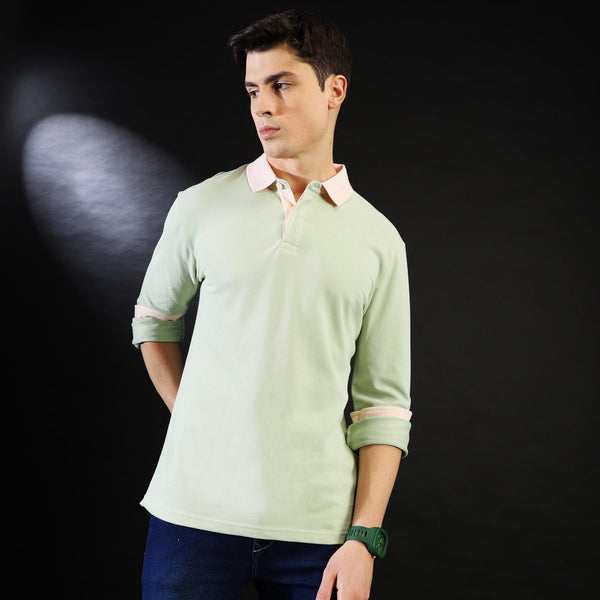 MIGO Men's Light Green with Peach Collar - MIGO