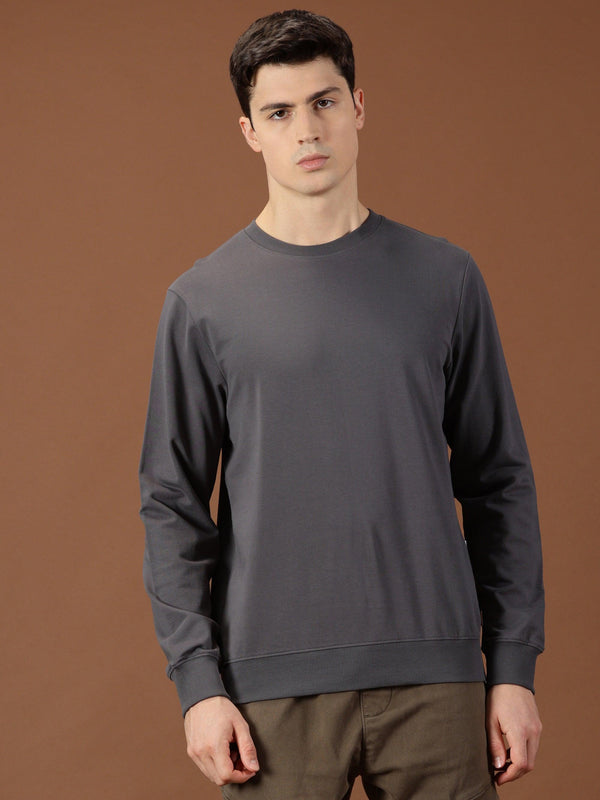 MIGO Men's Dark Grey Full Sleeve Sweat Shirt - MIGO