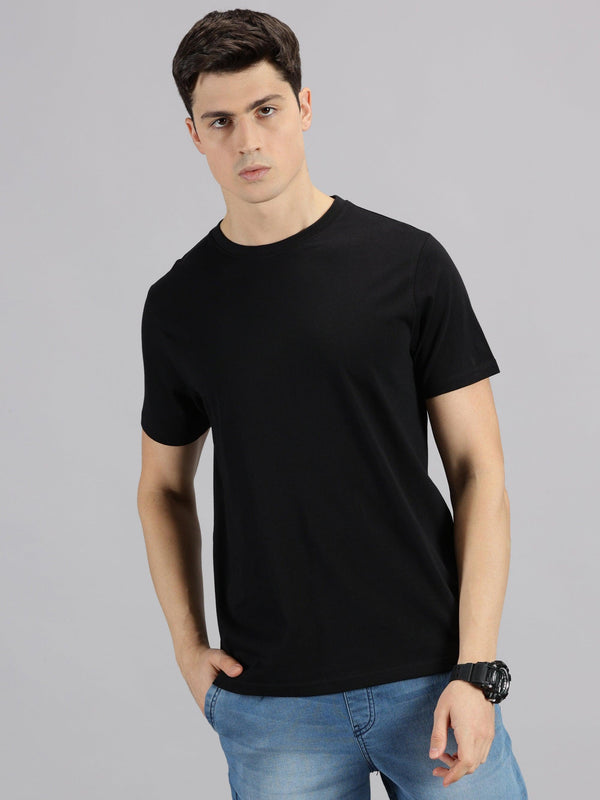 MIGO Men's Plain Black Crew Neck - MIGO