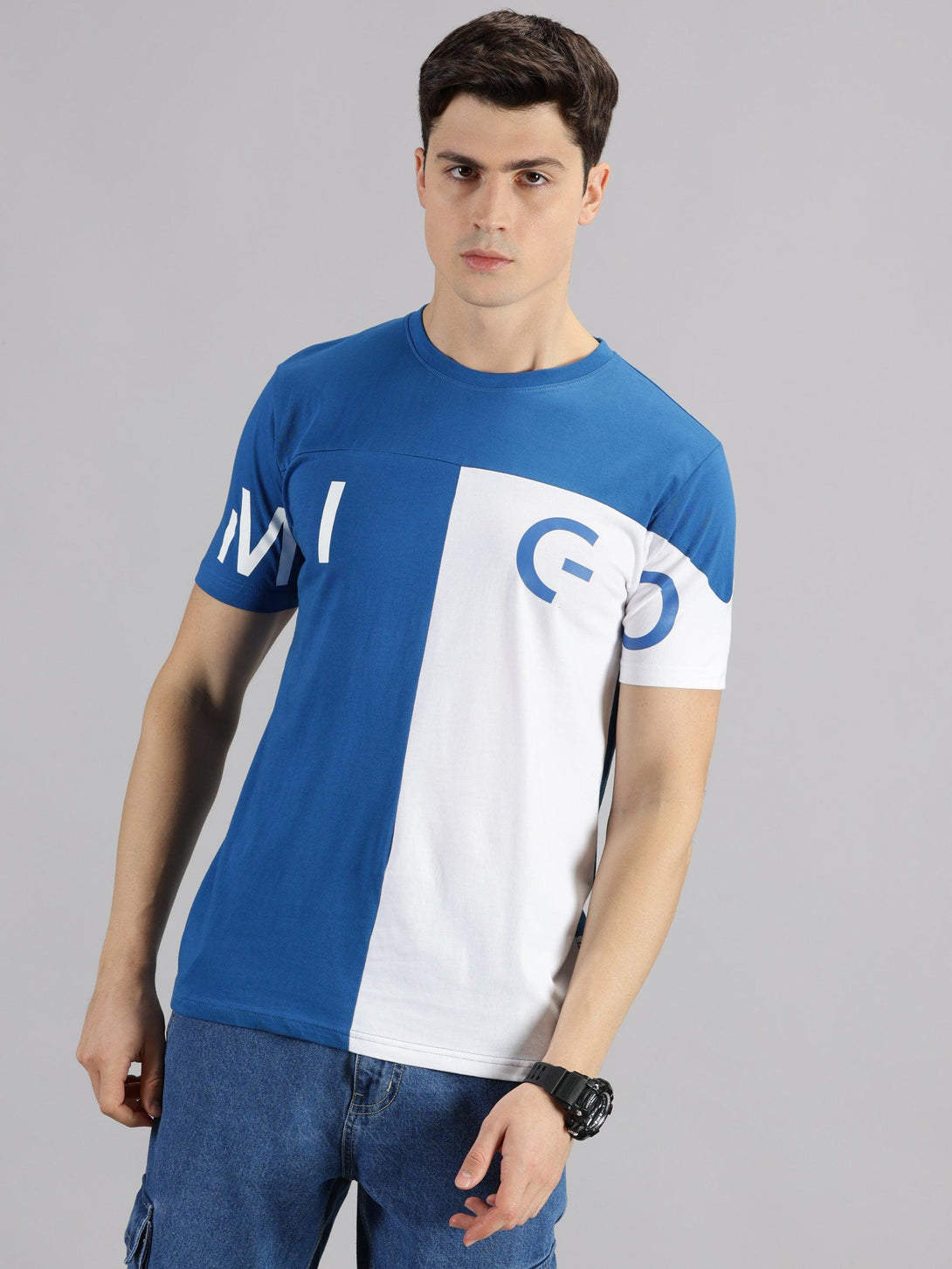 MIGO Men's Classic Blue and White Crew Neck - MIGO