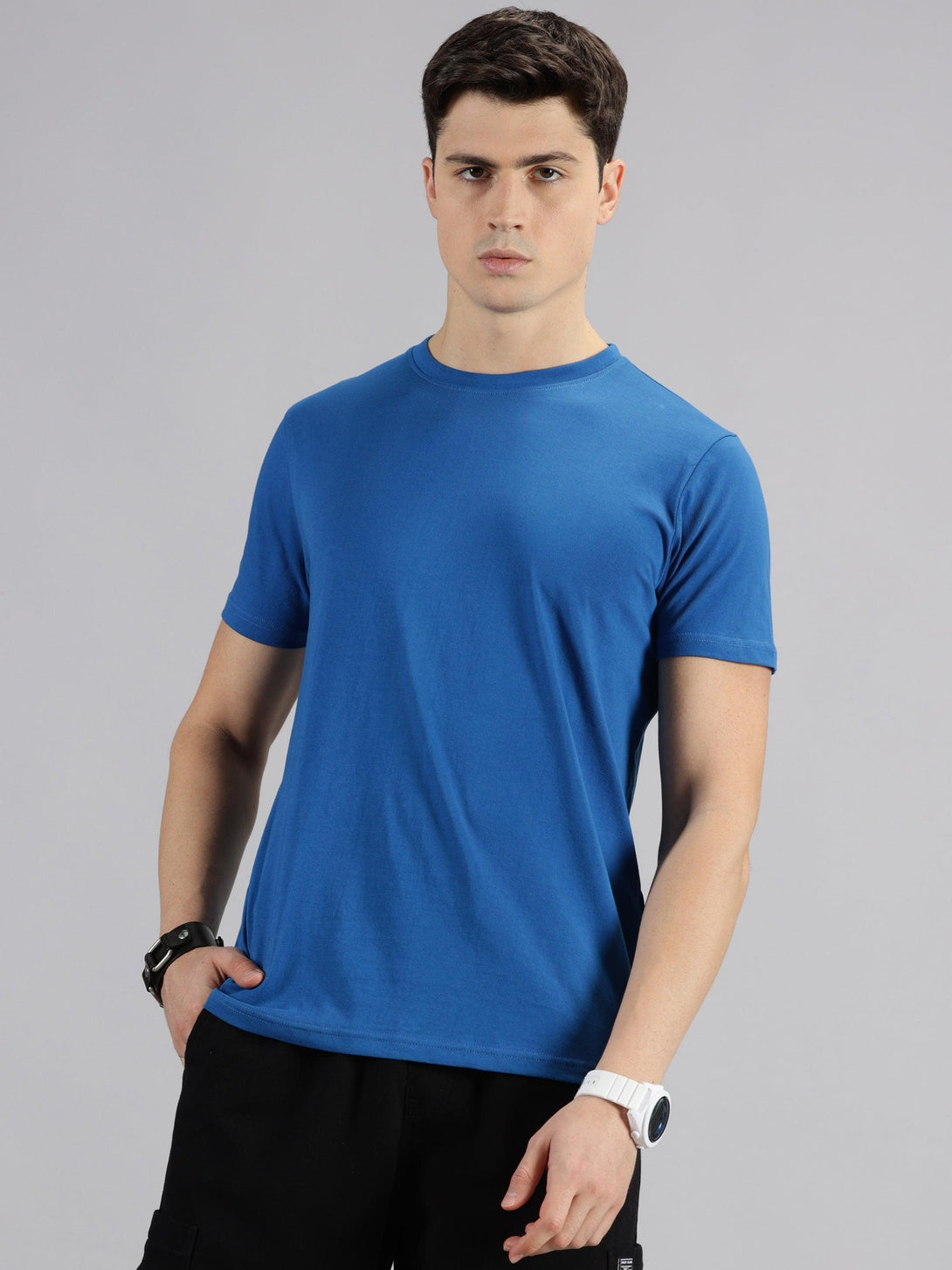 MIGO Men's Classic Blue Crew Neck T-Shirt - MIGO