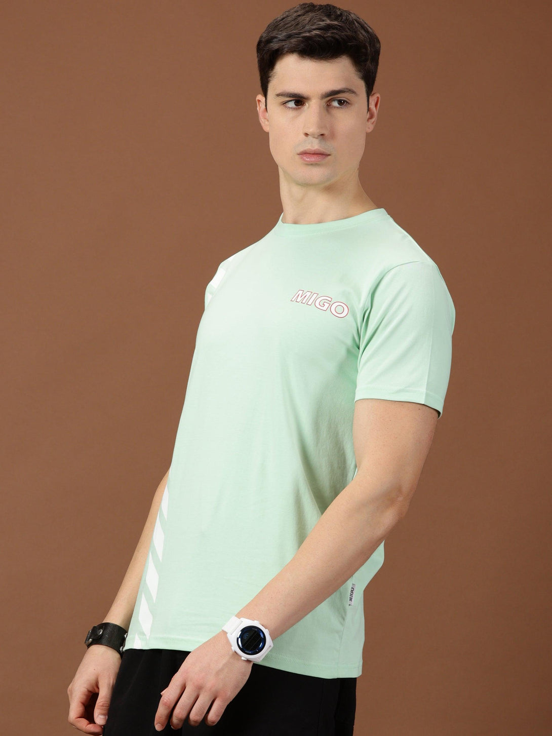 MIGO Men's Mint Green Crew Neck T-Shirt - MIGO