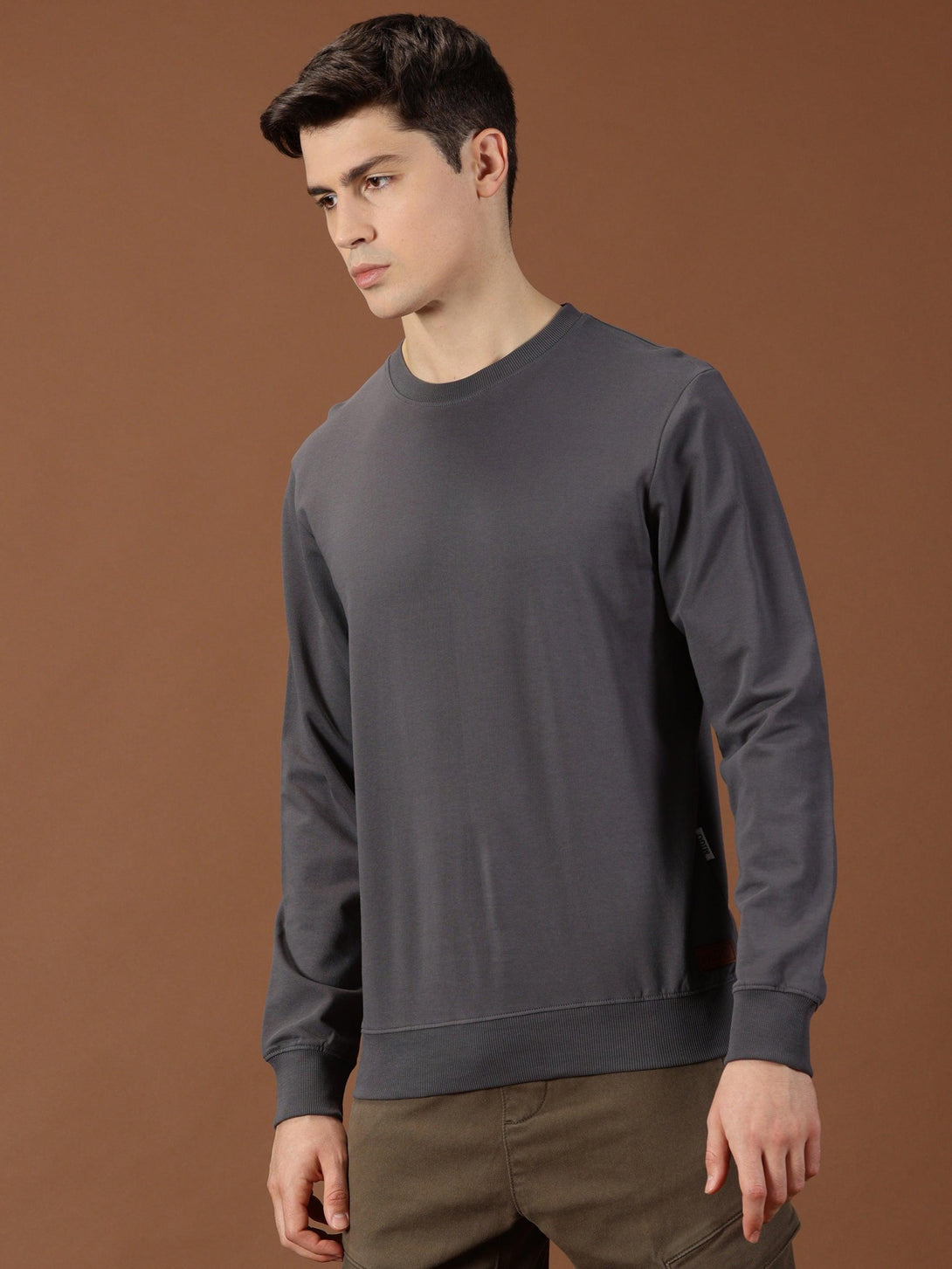 MIGO Men's Dark Grey Full Sleeve Sweat Shirt - MIGO