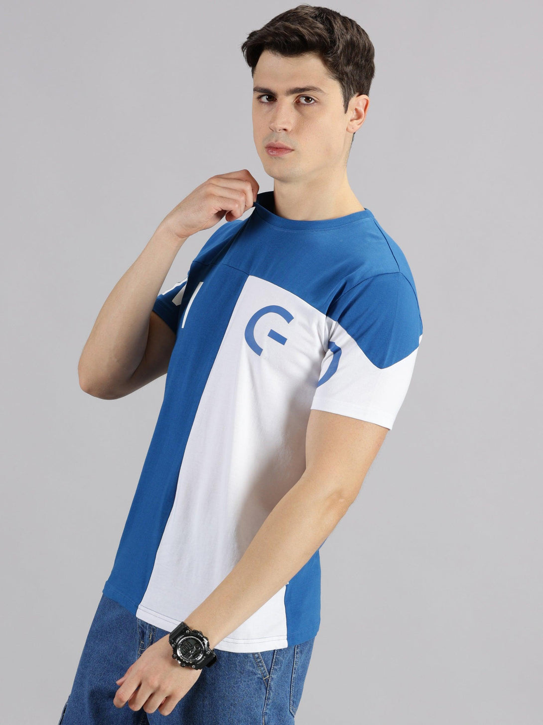 MIGO Men's Classic Blue and White Crew Neck - MIGO