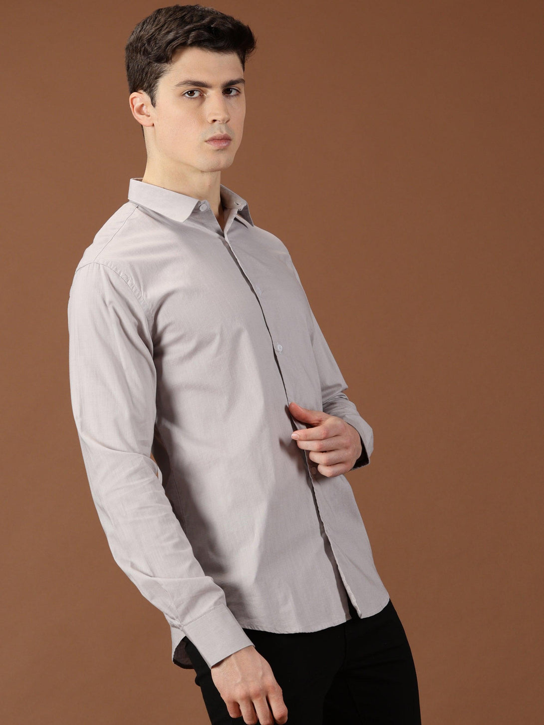 MIGO Men's Premium Satin Grey Shirt - MIGO