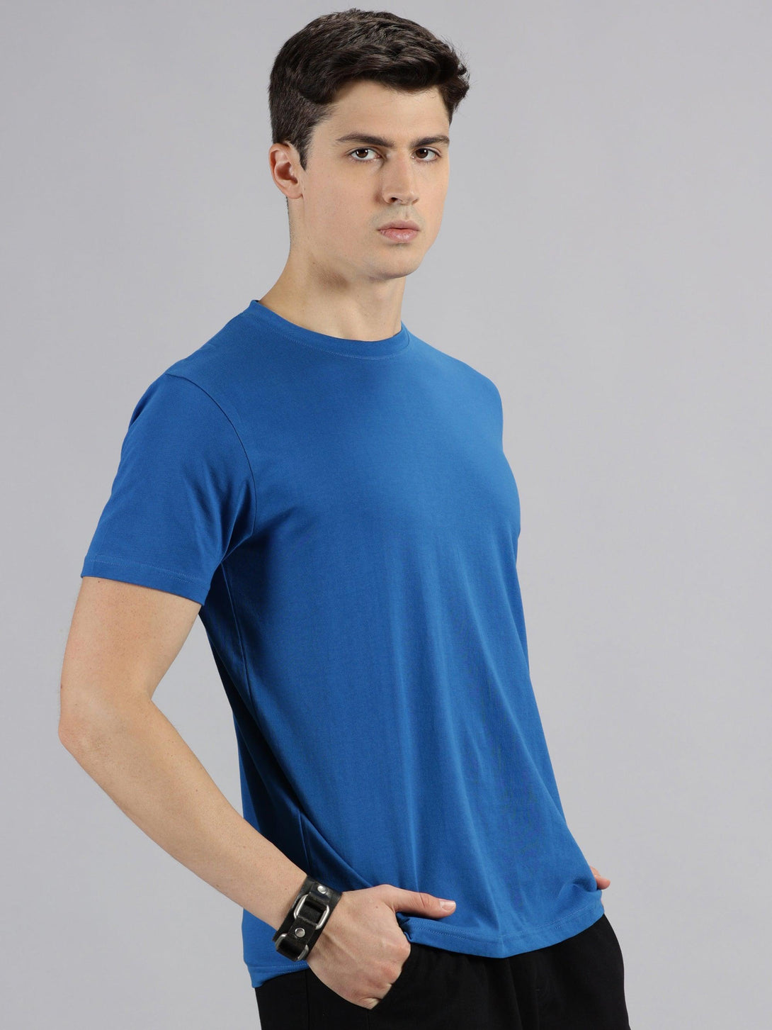 MIGO Men's Classic Blue Crew Neck T-Shirt - MIGO