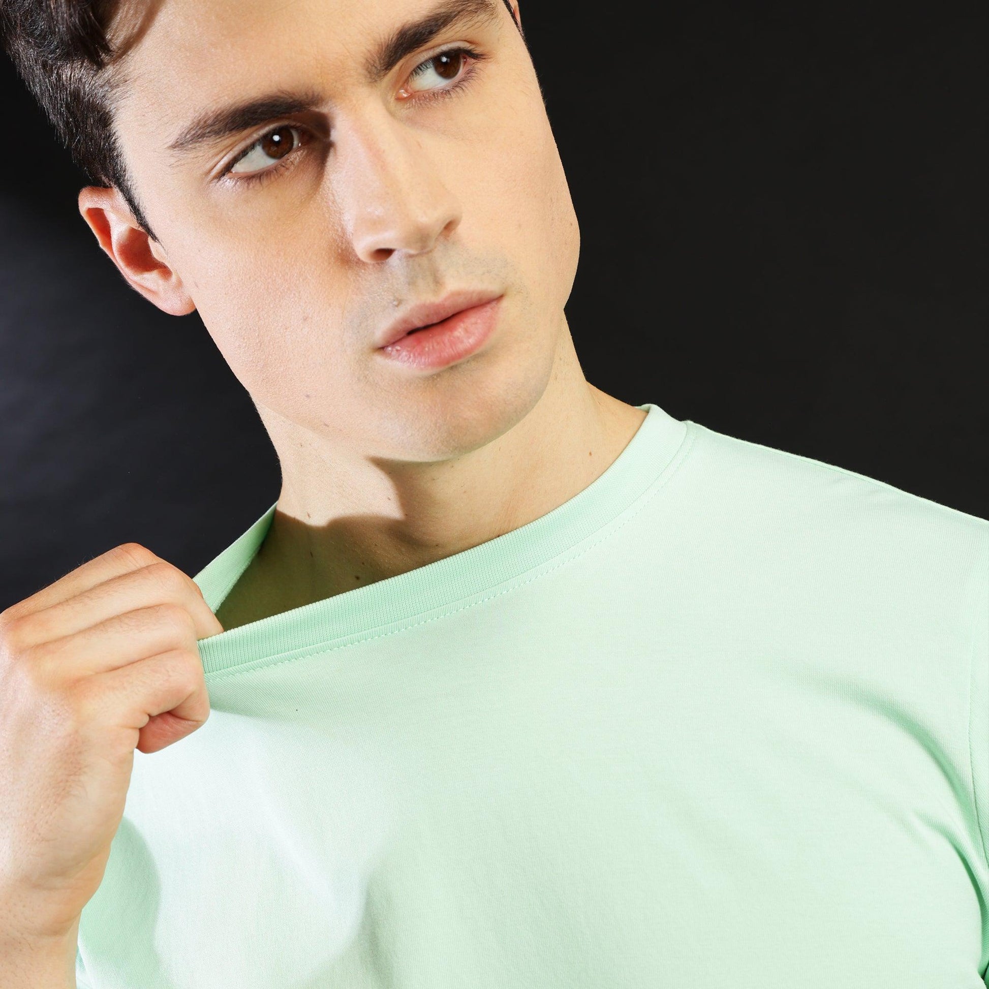 MIGO Men's Mint Green Plain T-Shirt - MIGO