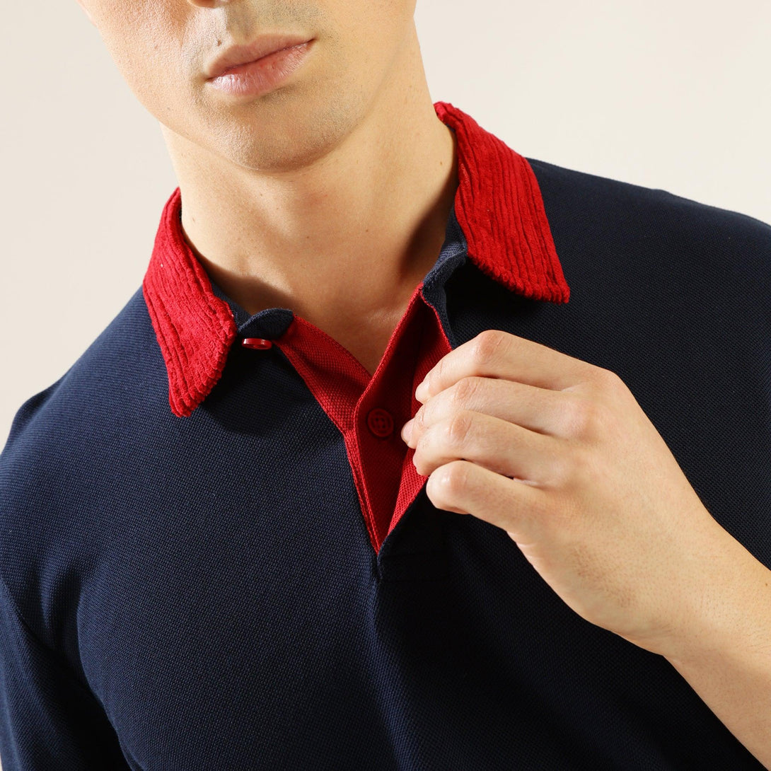 MIGO Men's Full Sleeve Navy Blue Polo - MIGO