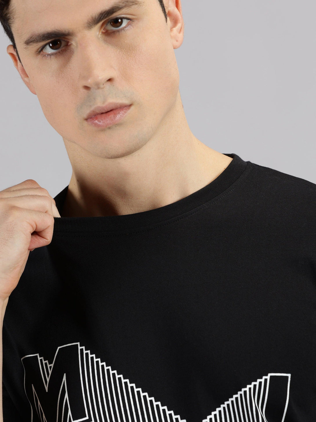 MIGO Men's Black 3D Crew Neck T-Shirt - MIGO